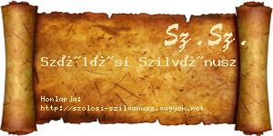 Szőlősi Szilvánusz névjegykártya
